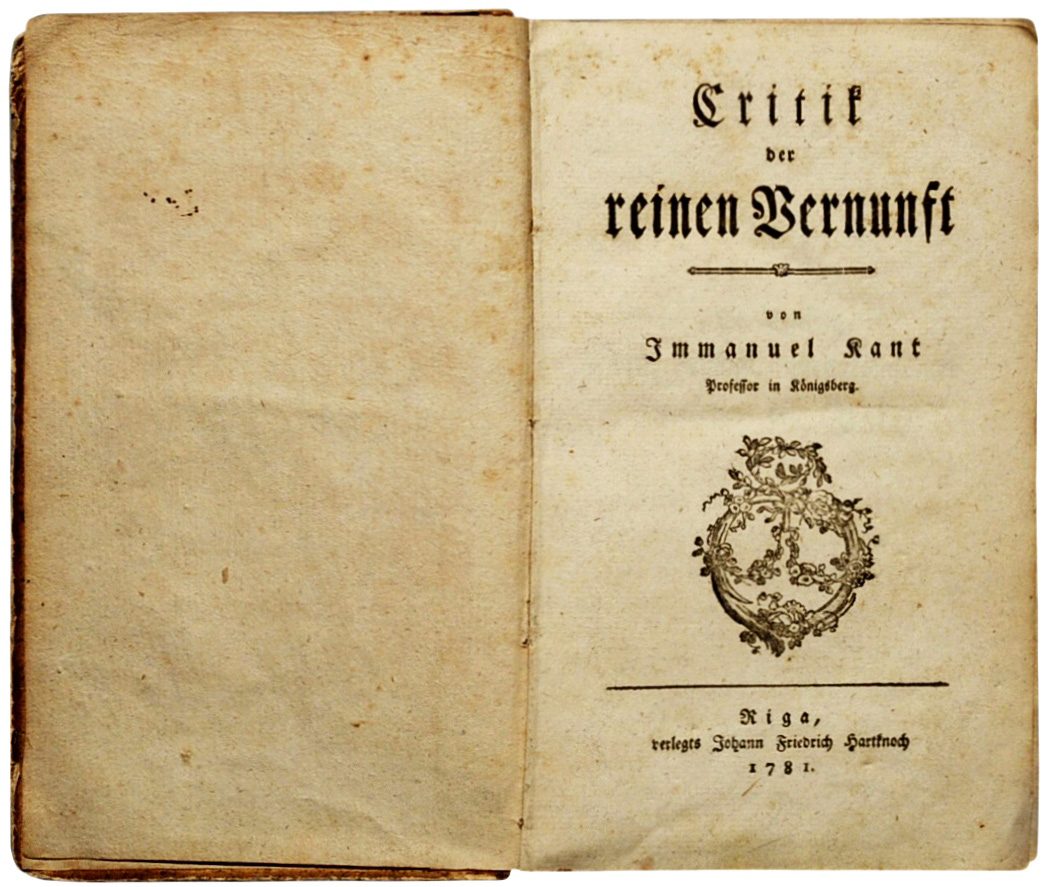 Page de titre de la première édition de la Critique de la raison pure, 1781